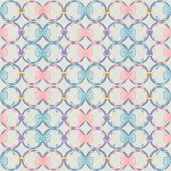 Ribbon Soft Pastel Floral Grid Pattern