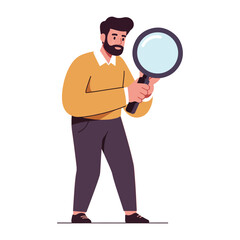 Big Data Search: Person with Magnifier Over Infographics