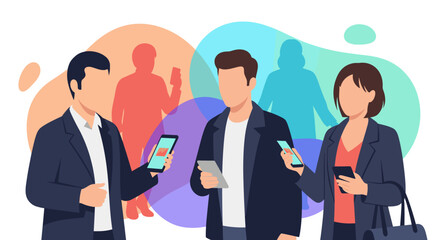 Businesspeople using smartphones, ideal for presentations on mobile technology or networking.