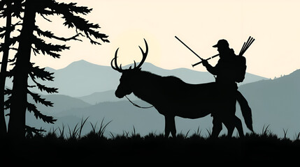 Hunting Man vector Silhouette illustration