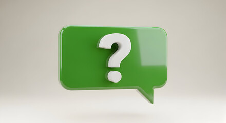 Bright Green Speech Bubble with Question Mark Icon for Customer Support or Communication