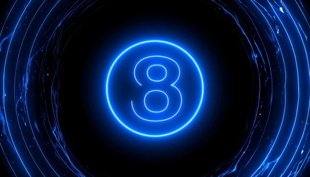 Neon number eight in a circular design - Powered by Adobe