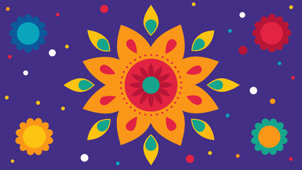 Decorative Backdrop with Rangoli and Scattered Powder