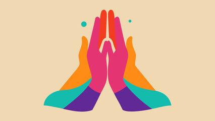 Hands in Prayer Pose Covered in Colored Powder