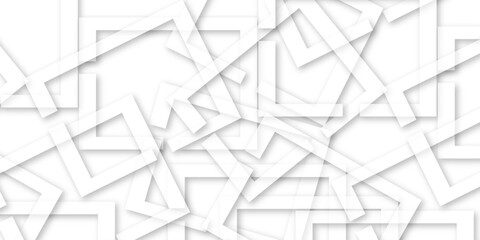 Modern abstract white curve square lines triangle technology backdrop. white light grey geometric background. triangle, polygons, shine geometry layer element .