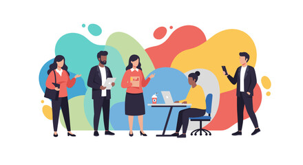 Diverse business team collaborating, perfect for websites and presentations on teamwork and diversity.