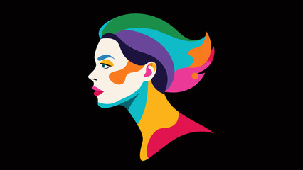 Side Profile with Colorful Powder Makeup Effect