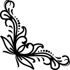 Hand Drawn Floral Corner Border Elements