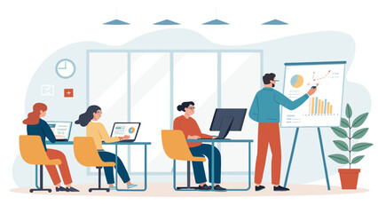 Teamwork and Data Analysis: Illustration for Business Presentations