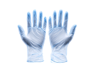 Transparent blue disposable hand protection gloves image, Isolated, Transparent Png
