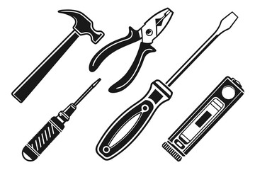 Collection of Black and White Hand Tools.