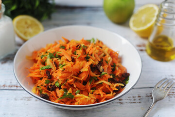 A bowl with traditional Polish carrot salad © nastyakamysheva