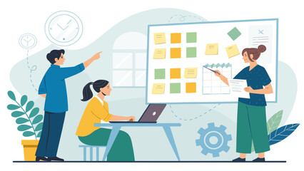 Teamwork and Project Planning: Illustration for Business Presentations