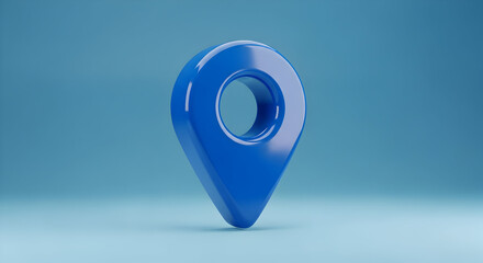 3d blue map pointer icon isolated on transparent background. Blue location pin cut out