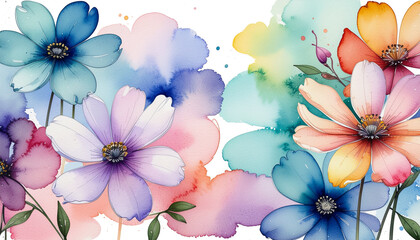 水彩風の花のイラスト背景_1