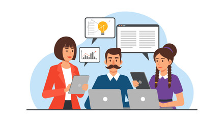 Collaborative Teamwork: Diverse team brainstorming ideas, perfect for landing pages and presentations.