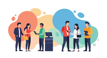 Diverse group of people using technology, ideal for website banners or app marketing materials.