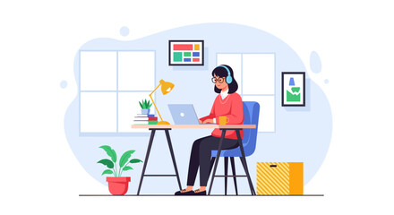 Woman working from home on laptop, perfect for remote work, freelance, and work-life balance articles.