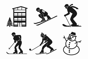 Fototapeta premium Winter Sports and Snowman Icon Set.