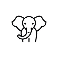 Minimalist line art elephant with trunk raised on animal icon