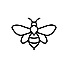 Minimalist line art icon a bee with spread wings insect animal
