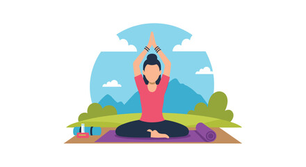 Fototapeta premium Woman practicing yoga outdoors, perfect for wellness websites or brochures.