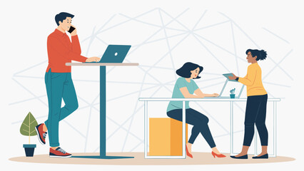 Modern Coworkers Collaborating in a Stylish Office Space - Ideal for Business Websites and Brochures