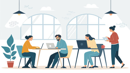 Diverse team collaborating in a modern office, ideal for website banners or presentations on teamwork.