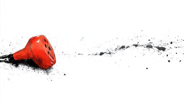 Orange garden tool lying on dusty ground