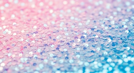 A close up of iridescent sequins with a pink to blue gradient creating a shimmering texture