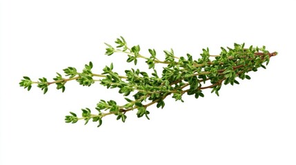 Fresh Thyme Herb Sprig Isolated on White Background for Culinary Use