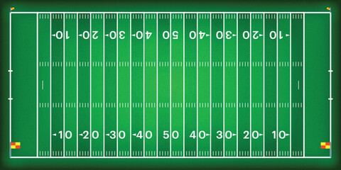 American Football Field Vector Illustration on Green Background