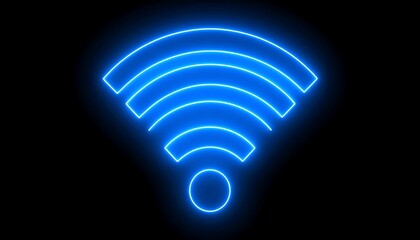 Neon blue wifi symbol