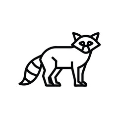 Minimalist outline icon a raccoon standing on four legs animal wildlife