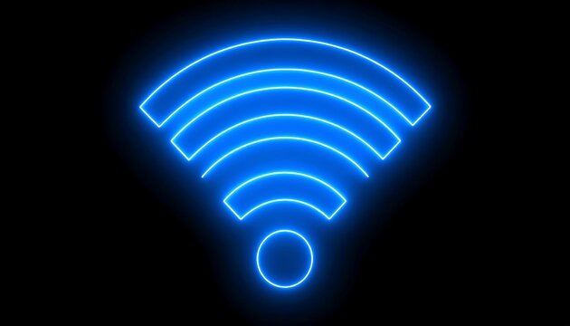Neon blue wifi symbol