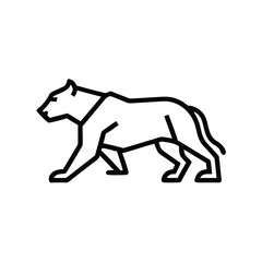 Outline a crouching tiger walking forward on a animal feline