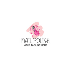 logo design for nail polish product or nail salon with creative illustration