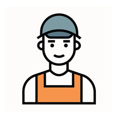 Cartoon illustration of a man wearing a cap and overalls