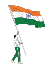 Person Holding Waving Flag of India Illustration