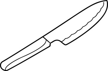 Cake Server Knife Line Art. Pastry Utensil Outline Vector Illustration.