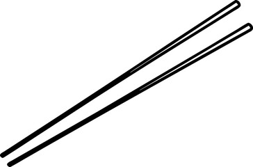 Pair of Chopsticks Line Art. Asian Eating Utensils Outline Vector.