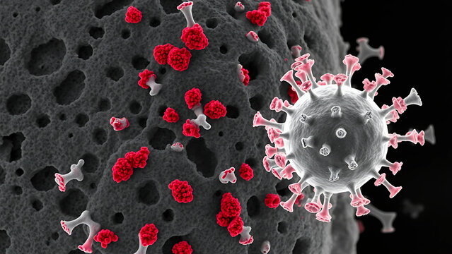 Immune evasion (pneumococci)
Immunoscopic examination of the pneumococcal capsule:
- Polysaccharide mantle (halo effect) obscures surface proteins
- Complement C3b proteins (red) fail to clear
