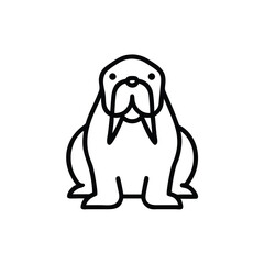 Outline icon a walrus with tusks whiskers animal simple