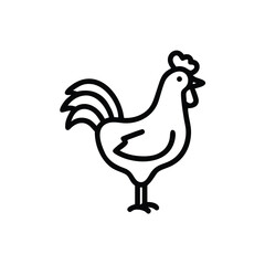 Simple outline rooster standing profile view graphic chicken bird