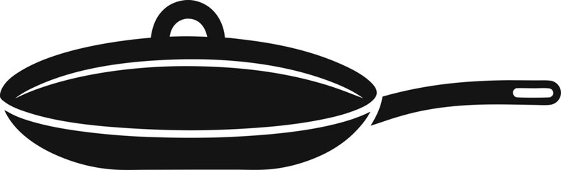 Griddle Pan Silhouette Icon. Cast Iron Pan Black and White Vector.