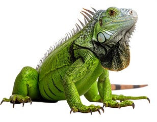 Obraz premium Green iguana, profile view, isolated on white