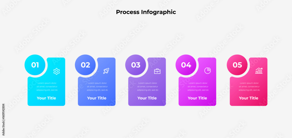 Aufkleber vibrant five step infographic displaying process flow, suitable for business and project organizatio