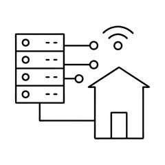 Smart Home Automation Server Connecting House with Dog Illustration CMYK Colors Helvetica and Courier Fonts