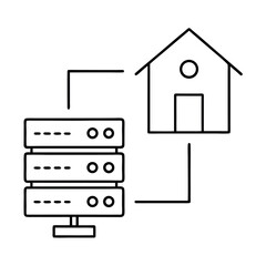 Building Automation System Design Server House and Connected Network Illustration