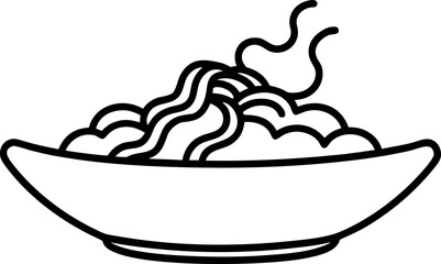 Pasta Server Line Art. Spaghetti Spoon Outline Vector Illustration.